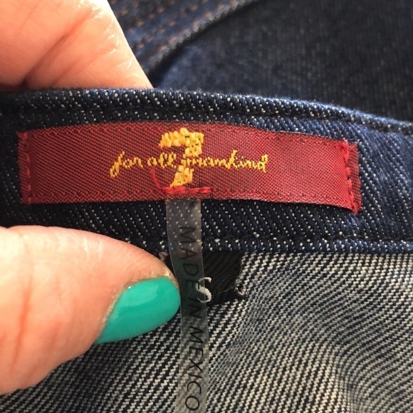 7 For All Mankind Rare Blue Jean Denim Overall Mini Modal Stretch Mini Dress SM - Picture 13 of 16